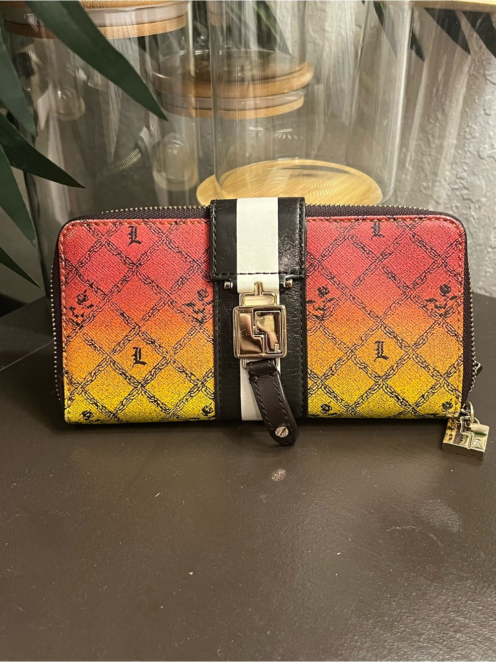 L.A.M.B Rasta Ombré Zip LG Wallet